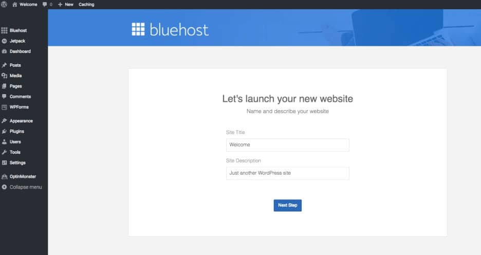 Bluehost blog title