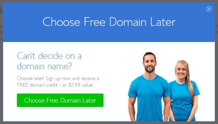 Bluehost Choose Domain Later